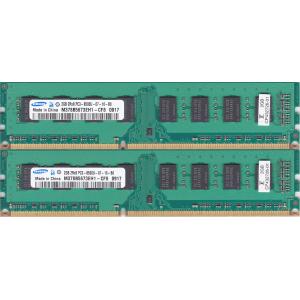 SAMSUNG PC3-8500U (DDR3-1066) 2GB x 2枚組み 合計4GB 240pin DIMM 4G Kit デスクトップパソコン用メモリ 両面実装 (2Rx8)の2枚組 動作保証品【中古】