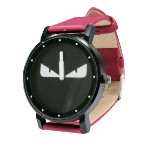 腕時計 ユニセックス モンスターデザイン レディース CM14 Uレザー革 アクセサリー ブラック×ピンク｜pc-parts