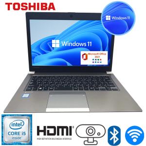 ノートパソコン 中古 パソコン ノートPC 第六世代Corei5 メモリ8GB 驚速SSD128GB 13.3型 中古美品 東芝 Dynabook R63 Win11 MSOffice2021 カメラ BT  無線 HDMI｜pc-stp