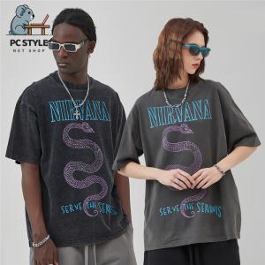 ニルヴァーナ アルバム Tシャツ バンドTシャツ 半袖 プリントT レトロ調 ゆったり ボロボロ ユニセックス｜pc-style