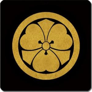 家紋コースター 金紋黒地 丸に剣片喰 11cm x 11cm KC11-3726