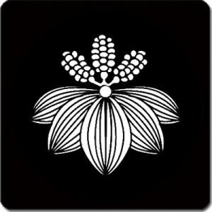 家紋コースター 白紋黒地 車前草 11cm x 11cm KC11-3758W