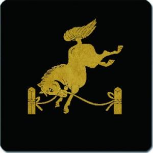 家紋マウスパッド 金紋黒地 相馬繋ぎ馬 15cm x 15cm KM15-2125