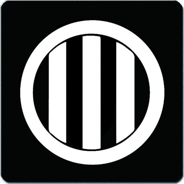 家紋マウスパッド 伊達成実 丸に竪三引両 15cm x 15cm KM15-3152-02W　白紋