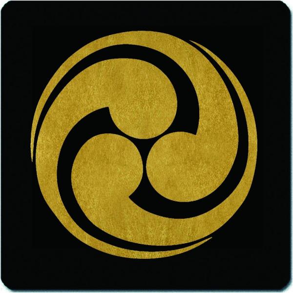 家紋マウスパッド 山本勘助 三頭右巴 15cm x 15cm KM15-3201-03　金紋