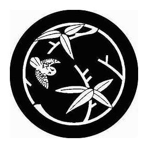 家紋シール 笹丸に飛び雀紋 直径15cm 丸型 白紋 KS15M-1318W :KS15M 