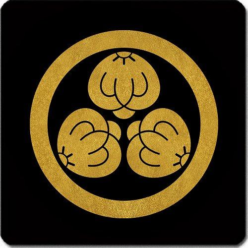 家紋シール 4449_丸に葉無し三つ茶の実 3cm 4枚セット 角型 金紋 KS34-4449