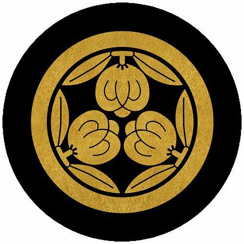 家紋シール 4216_丸に三つ茶の実 直径3cm 4枚セット 丸型 金紋 KS34M-4216