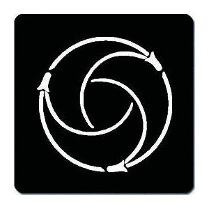 家紋シール 1509_三つ追い松葉の丸 4cm 4枚セット 角型 白紋 KS44-1509W