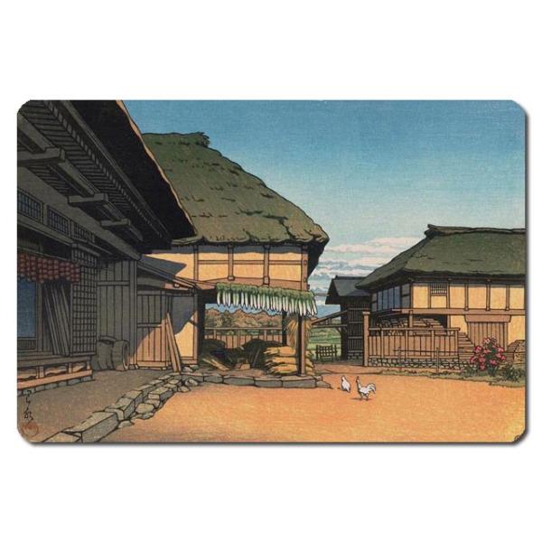 浮世絵 捺印マット 川瀬巴水:農家の秋（宮城県愛子） 約133×88mm 2mm厚 UNM-1201...