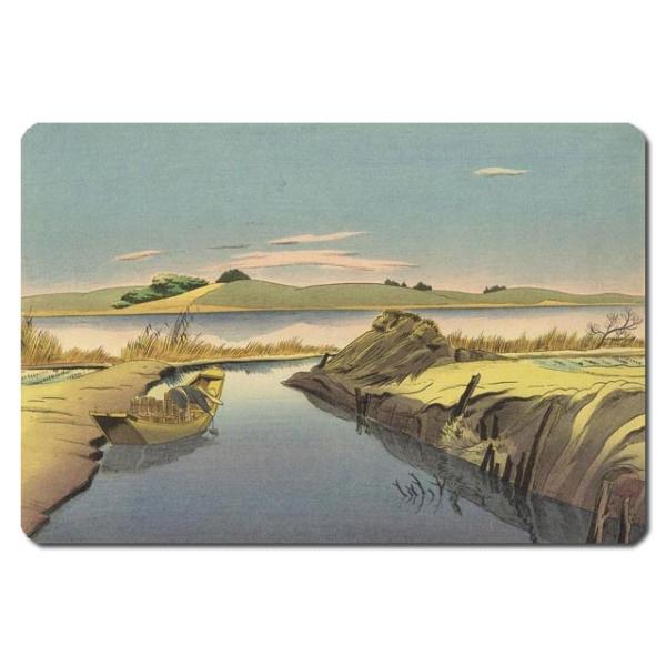 浮世絵 捺印マット 土屋光逸:水郷の秋 約133×88mm 2mm厚 UNM-14008 (送料無料...