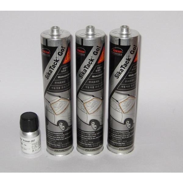 フロントガラス接着剤 シーカタックゴー 速乾 3本 + プライマー ノズル付