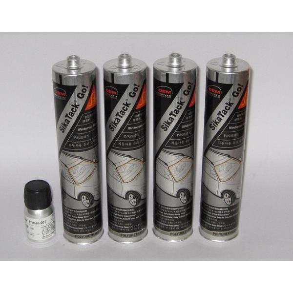 フロントガラス接着剤 シーカタックゴー 速乾 4本 + プライマー ノズル付