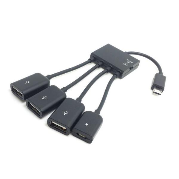 4in1 OTG HUB  micro USB to USB(HUB)3口&amp;microUSB 給電端...