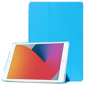 iPad ケース iPad 7/8/9世代・ Air3・ Pro (10.5inch) 兼用　三つ折スマートカバー アイパッド PUレザー　シーブルー｜pcastore
