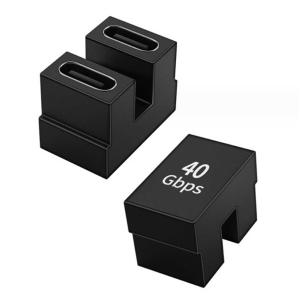 USB 4.0 Type C 変換アダプタ1個   USB4.0延長アダプタ 40Gbps高速転送 PD100/5A急速充電 90度 8K@60Hz映像出力対応  U字型メスメス(仕様6)