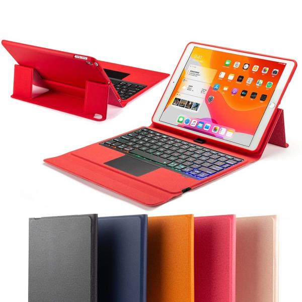 iPad 10.2 第七/第八世代用　タッチパッド付きBluetooth キーボード ペンホルダー収...