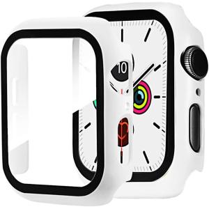 【送料無料】Apple Watch 用ケース アップルウォッチ保護ケース ガラスフィルム 一体型 アップルウォッチカバー(44mm ホワイト)