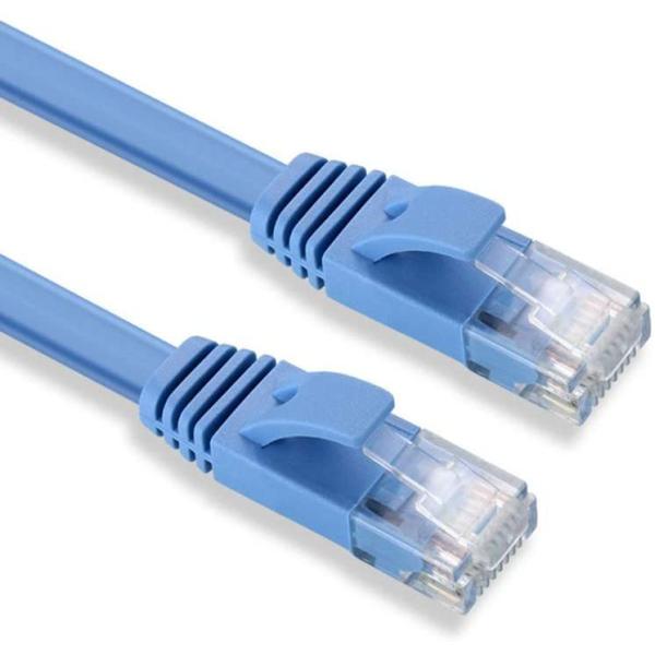 【送料無料】高速LANケーブル 15M フラットLANケーブル CAT6準拠【オスーオス】 ブルー　...