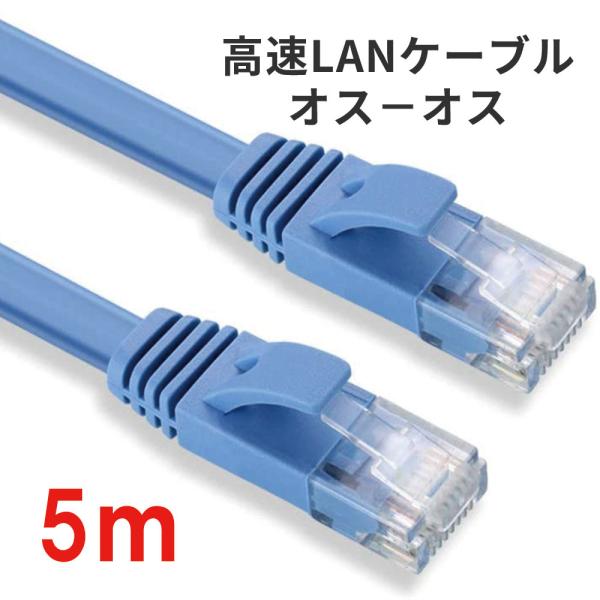 通信ケーブル 5m 高速LANケーブル 扁平形 CAT6準拠 オスーオス ADSL/FTTH/CAT...