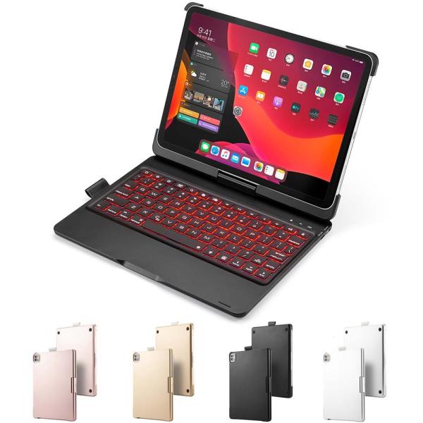 送料無料 iPad Pro11 2020/2018 キーボードケース 360度回転機能 7色LEDバ...