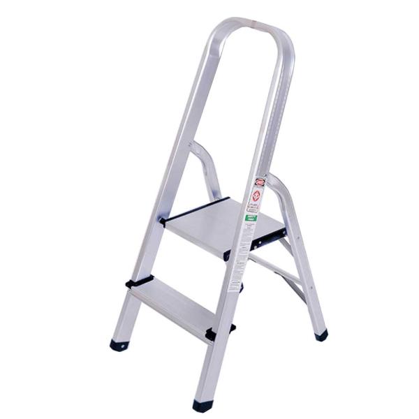 持ち手付き アルミ踏み台 2段  脚立 はしご 持ち運び便利 折り畳み式 軽量 梯子 安全  耐荷重...