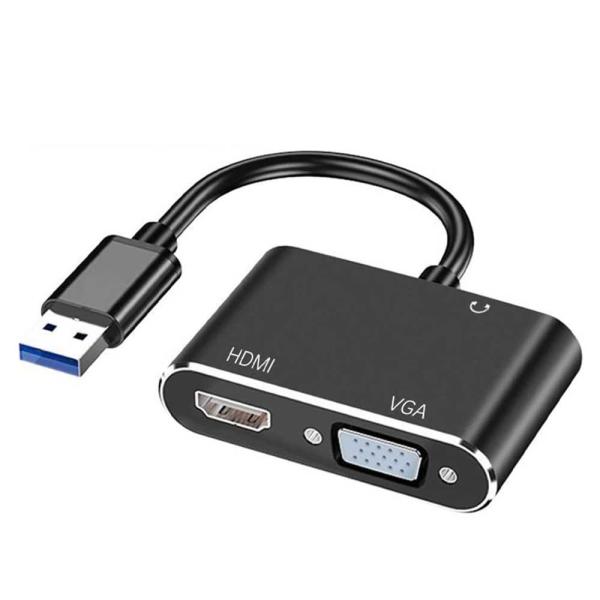 USB3.0 to HDMI/VGA変換アダプター 映像変換 デュアルディスプレイ アダプター モニ...