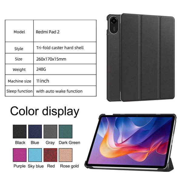14カラー レドミパッド / Redmi Pad 2 4G 用 ケース / 三折りカバー / PUレ...