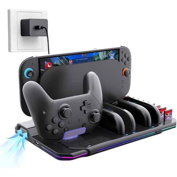 スイッチ2用 Switch 2 Proコントローラー ＆ジョイコン 5台同時充電 多機能充電スタンド...