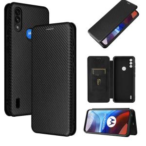 モトローラ XT2097-7 手帳型ケース カーボンファイバー Moto e7 power 財布型 マグネット式 カード ブラック