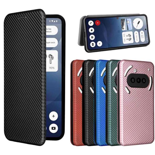 Nothing Phone (3a) スマホケース カバー 手帳型 薄型 カーボンデザイン TPU ...