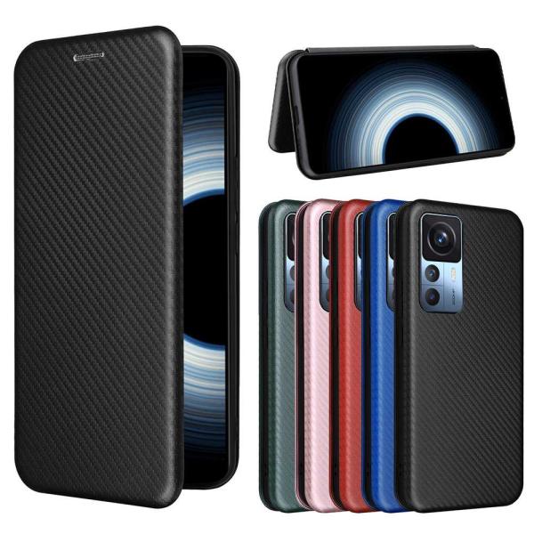 SoftBank Xiaomi 12T Pro 手帳型 薄型 カーボンファイバー ケース 炭素繊維カ...