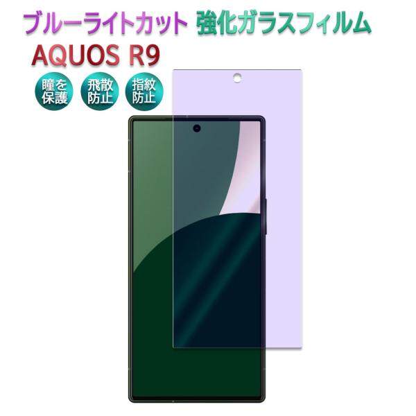 AQUOS R9 SH-51E ブルーライトカット 強化ガラス 液晶保護フィルム ガラスフィルム 耐...