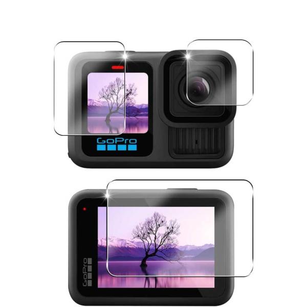 ゴープロ GoPro HERO13 Black 対応 フィルム 保護強化ガラスフィルム 3枚入り (...
