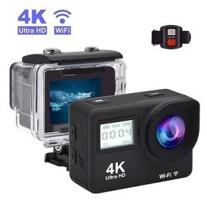 送料無料 4K Wi-Fi アクションカム スポーツ カメラ 高感度 ツインディスプレイ 30メート...