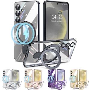 Galaxy S24 SC-51E SCG25 Galaxy S24 Ultra MagSafeリング スタンド兼用スタンド内蔵クリアケース  縦横両対応 車載ホルダー車載マグネット対応 送料無料