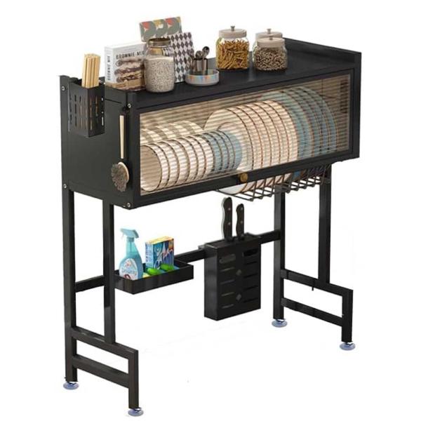 水切りラック シンク上 合金製 水切り＆そのまま食器収納 扉付き防塵 多機能 シンク上 水切りラック...