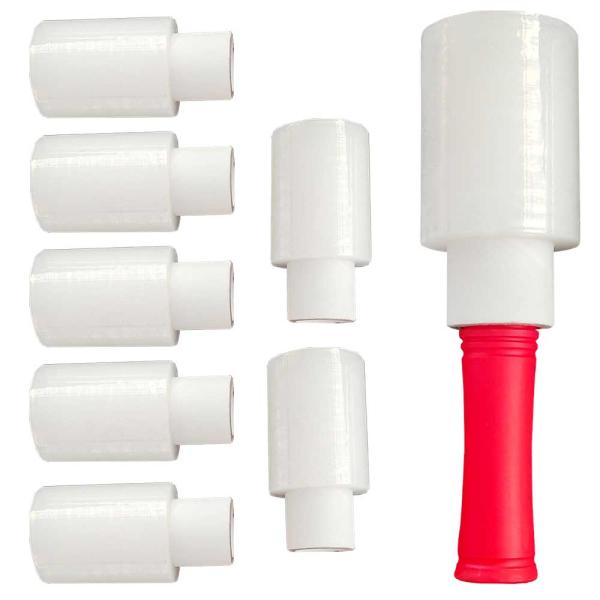 【本体1個(フィルム付)＋交換フィルム7個set】梱包用ラップ 透明ハンディラップ ストレッチ フィ...