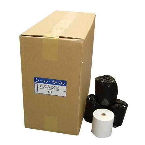 国産 感熱・サーマルラベルロール80mm×80Φ 40巻 全面ラベル・裏スリット入