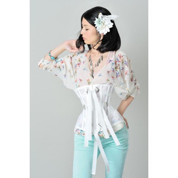 砂時計型ファンレーシング（夏用 ／ホワイト）くびれ 肋骨 ベルト 紐 おすすめ 効果 編み上げ メッ...