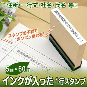 スタンプ 台不要 一行印 はんこ ハンコ 住所 住所印 氏名印 科目印 ゴム印 １行 氏名 書類 事務 手続き 申請 浸透印 Peスタンプ シャチハタ式 5mm×60mm｜pe-stampshop