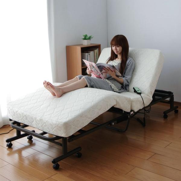 電動リクライニングベッド　電動ベッド　マット15cm厚　リクライニングベッド　介護ベッド　福祉ベッド...