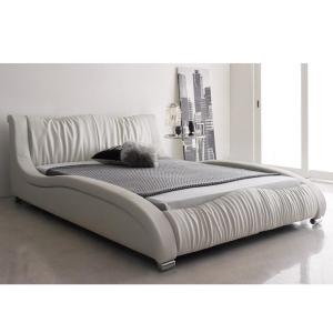 ダブルベッド 高級レザーベッド ホワイト 白 マットレス付き