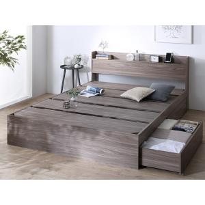 ダブルベッド 引出し収納・棚・コンセント2個付 フレームのみ 収納  