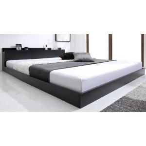 ダブルベッド 棚・コンセント・マットレス付き フロアベッド