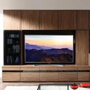 テレビ台 140cm 3点セット　テレビ台＋木扉キャビネット＋ガラス扉キャビネット　55インチ対応 ウォールナットブラウン｜peace-and-happiness