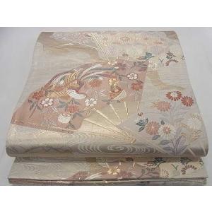 平和屋2◎六通柄袋帯　扇面鳳凰花文　金糸　逸品　DAAA2781ma