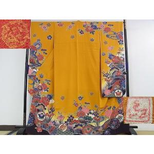 平和屋2■極上　手ざし京紅型染・宮崎紅型　宮崎良次　振袖　風景花蝶文　暈し染め　逸品　DZAA041...