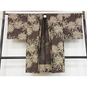 平和屋本店□超希少 品川恭子 道中着 ロング丈 二葉葵 鬼しぼ縮緬 黒地