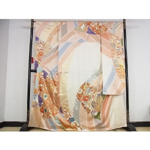 平和屋着物□豪華振袖 刺繍 御所車扇面花鳥文 暈し染め 金彩 平和屋着物□豪華振袖 刺繍 御所車扇面花鳥文 暈し染め 金彩